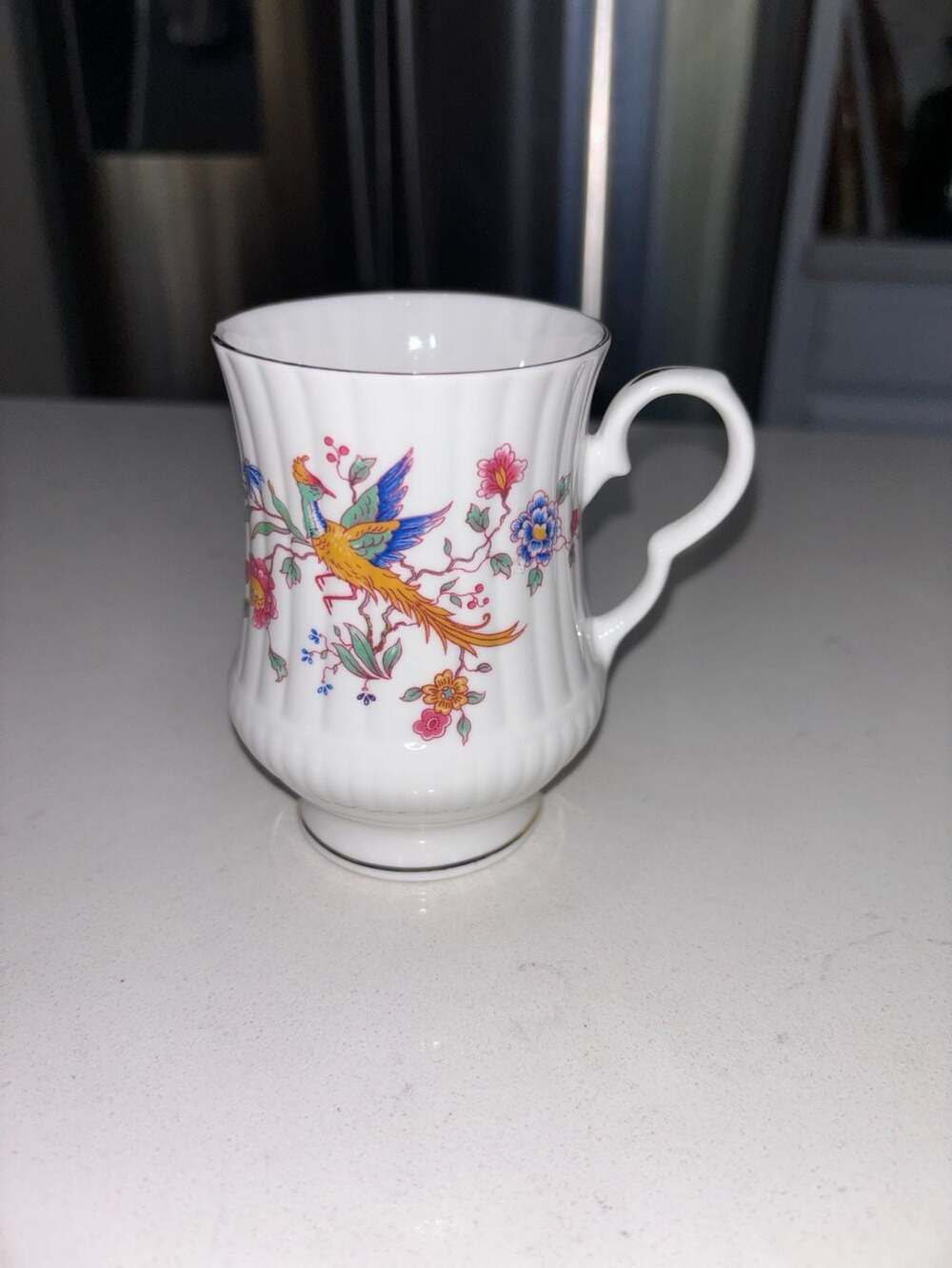 Hammersley Royal Worcester Spode Bone China Floral Bird Pattern Footed Tea Cup
